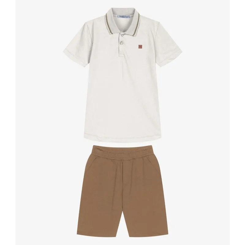 Conjunto Infantil Polo Com Bermuda Trick Nick Bege 8