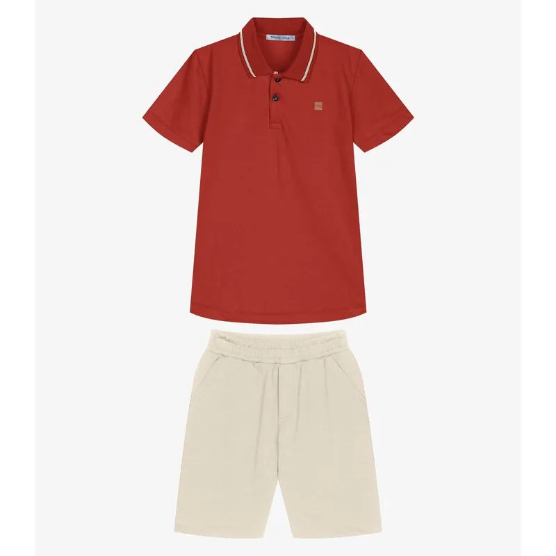 Conjunto Infantil Polo Com Bermuda Trick Nick Laranja 4