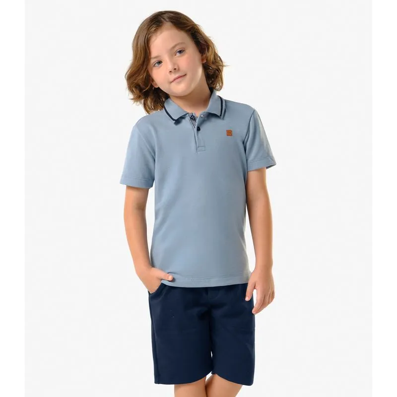 Conjunto Infantil Polo Com Bermuda Trick Nick Azul 4
