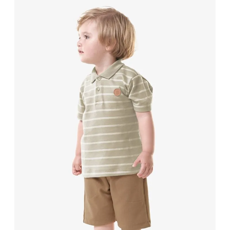 Conjunto Infantil Polo Com Bermuda Trick Nick Bege 10