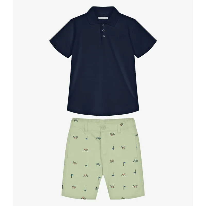 Conjunto Infantil Polo Com Bermuda Trick Nick Azul 1