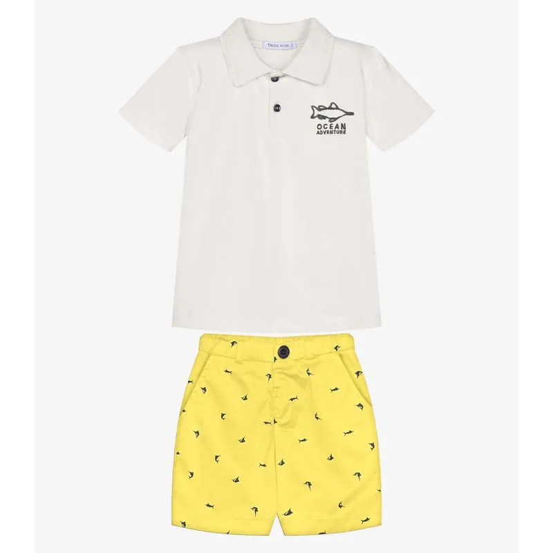 Conjunto Infantil Polo Com Bermuda Trick Nick Bege 10