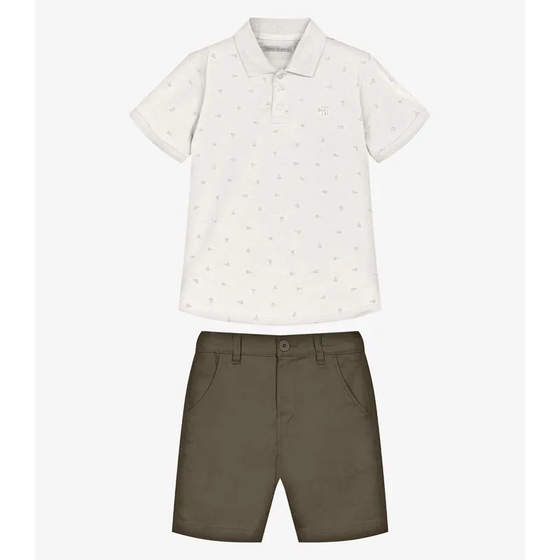 Conjunto Infantil Polo Com Bermuda Trick Nick Bege 14
