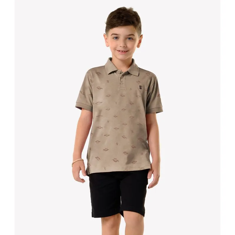 Conjunto Infantil Polo Com Bermuda Trick Nick Marrom 2