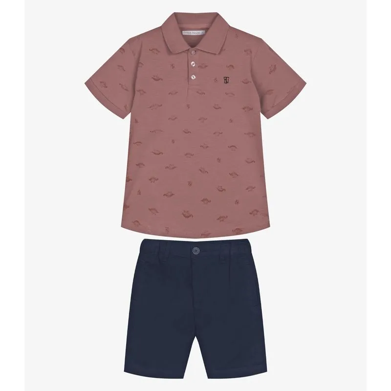 Conjunto Infantil Polo Com Bermuda Trick Nick Rosa 1