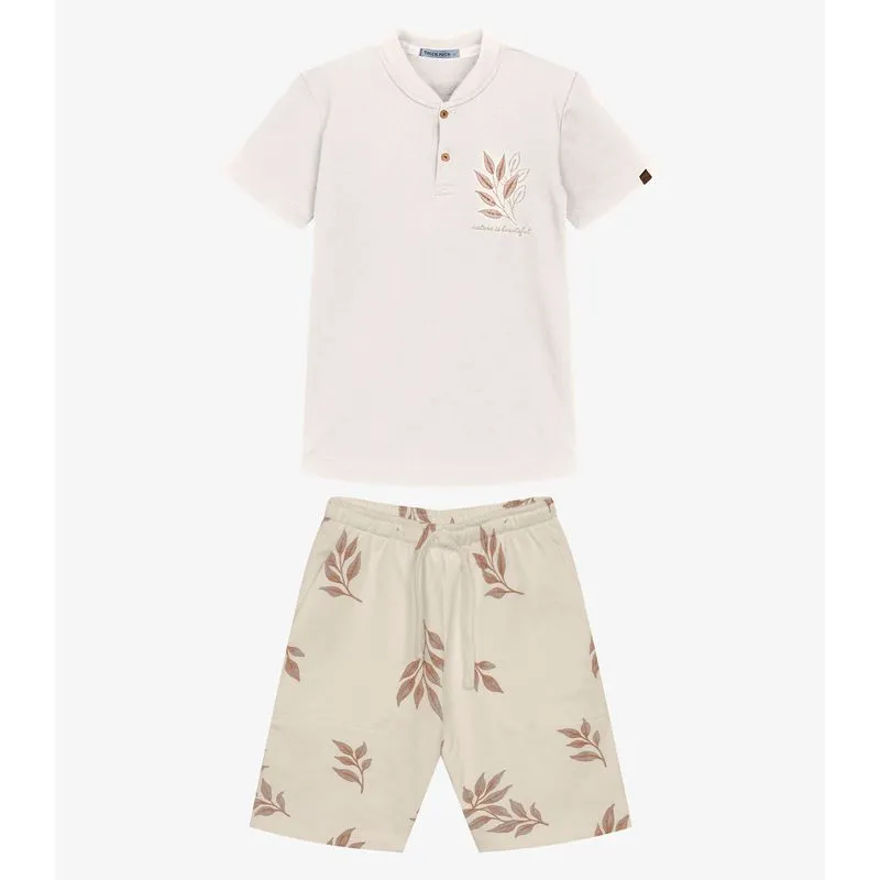 Conjunto Infantil Camiseta Com Bermuda Trick Nick Bege 10