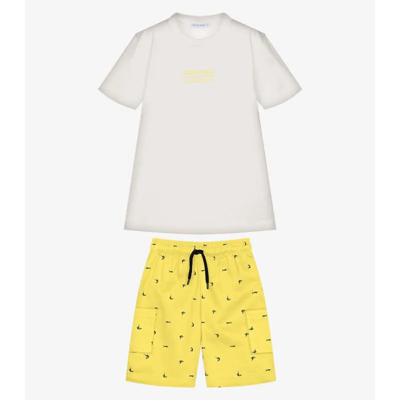 Conjunto Infantil Camiseta Com Bermuda Trick Nick Bege 14