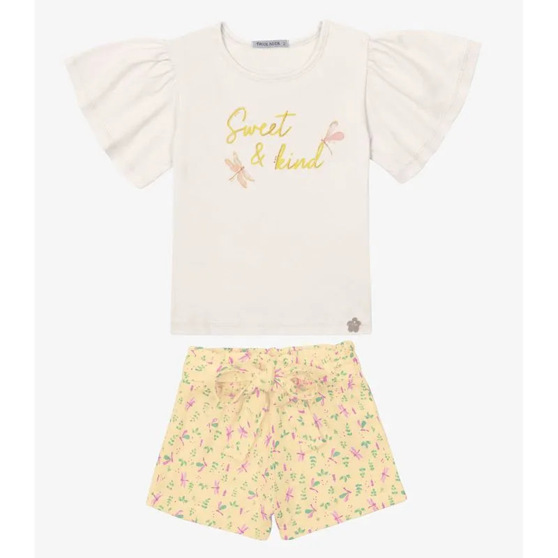 Conjunto Verão Menina Curto Com Estampa Trick Nick Amarelo 2