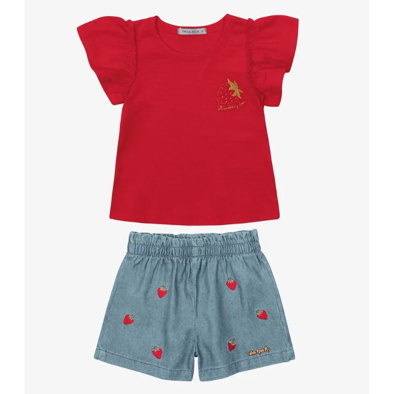 Conjunto Verão Menina Curto Trick Nick Vermelho M