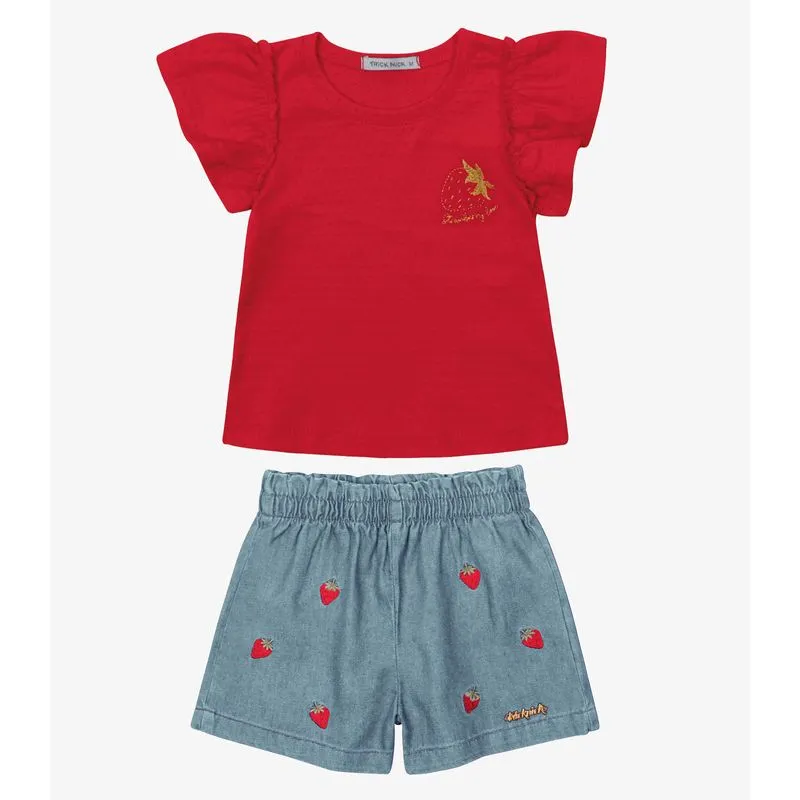 Conjunto Verão Menina Curto Trick Nick Vermelho G