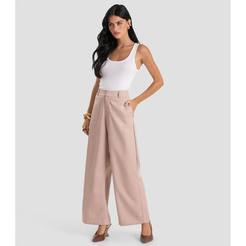 Calça Feminina Pantalona em Tecido Dianna Bege PP