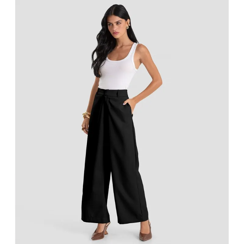 Calça Feminina Pantalona em Tecido Dianna Preto GG