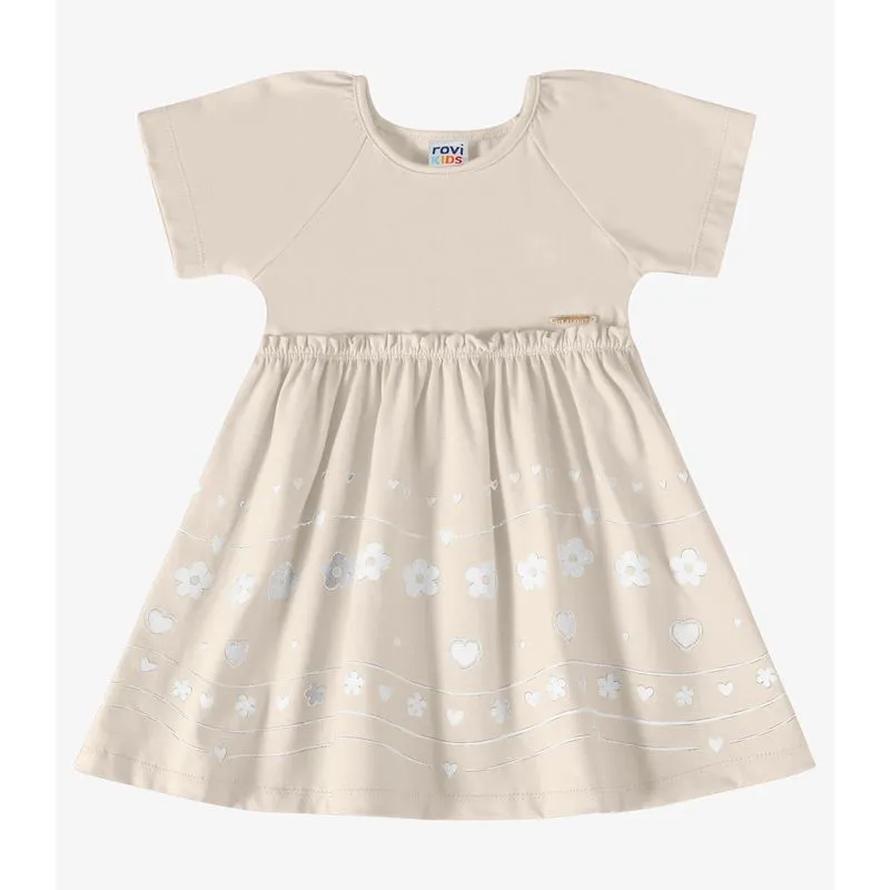 Vestido Verão Menina Estampa Localizada Rovi Kids Bege 3