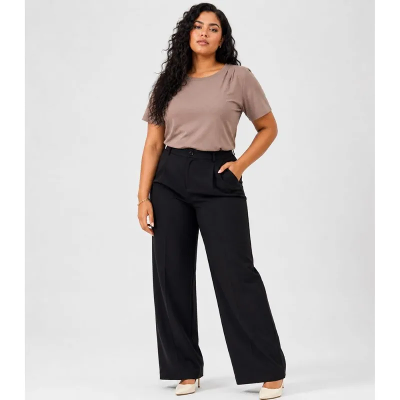 Blusa Feminina Manga Curta Dianna Marrom Plus G3