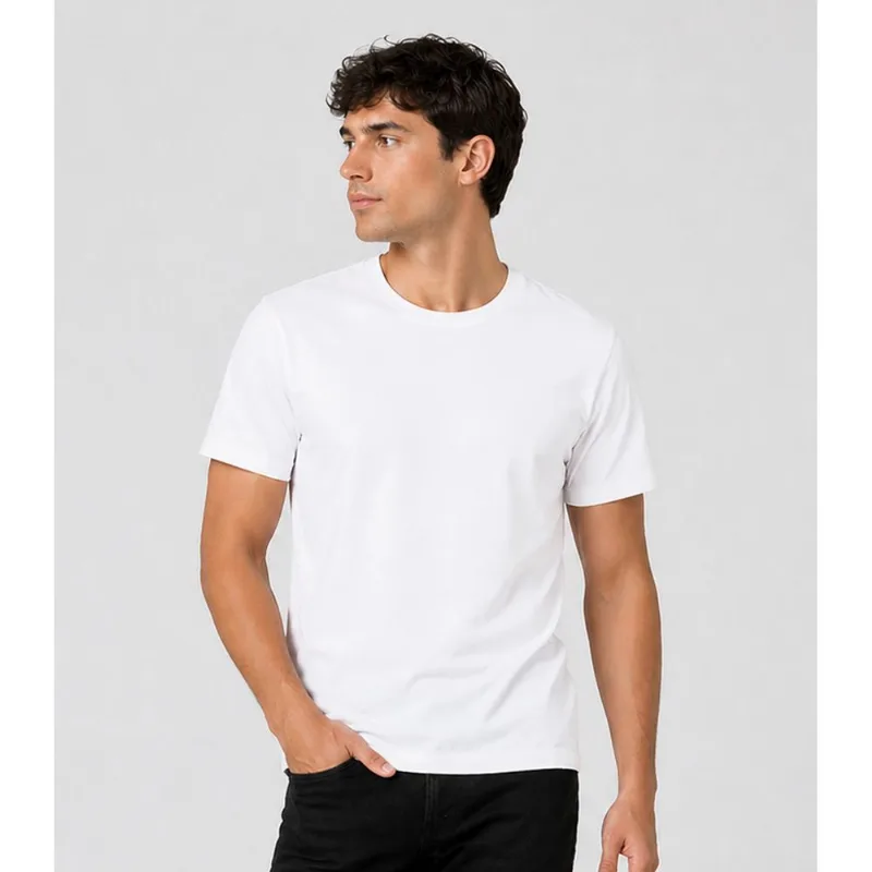 Camiseta Masculina Plus Size Lisa Select Branco Plus G2