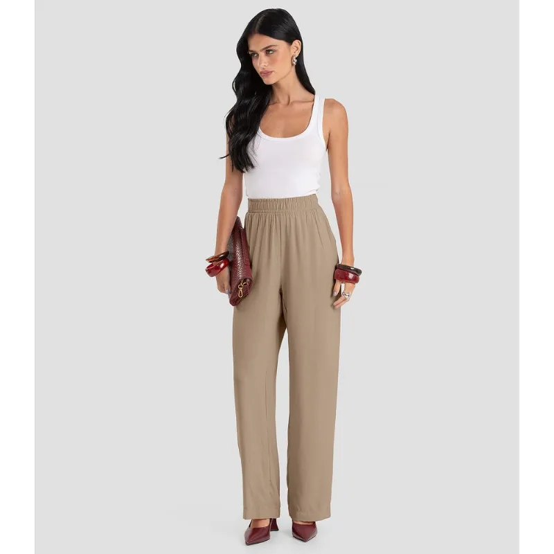 Calça Feminina Pantalona em Tecido Dianna Marrom M