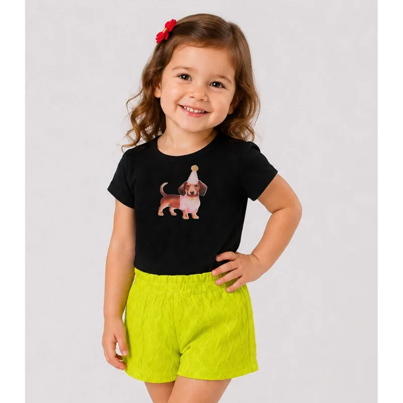 Conjunto Infantil Feminino Blusa Short Trick Nick Preto 2