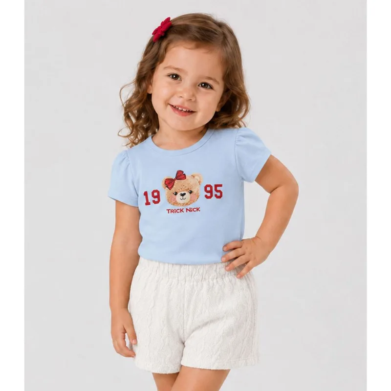 Conjunto Infantil Feminino Blusa Short Trick Nick Azul 10
