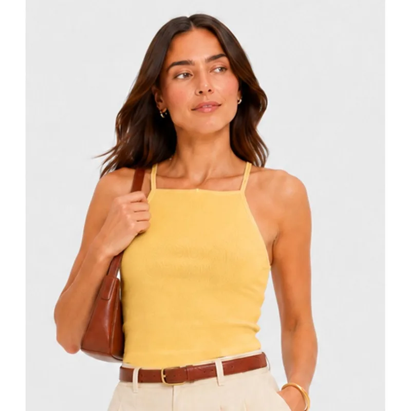 Blusa De Alça Feminina Tecido Henera Infinita Cor Amarelo GG