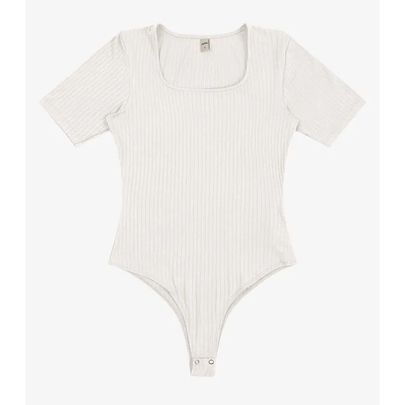 Body Feminino Gola Quadrada Ribana Rovitex Bege P