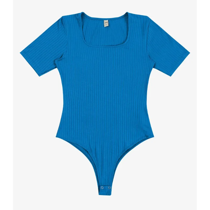 Body Feminino Gola Quadrada Ribana Rovitex Azul P