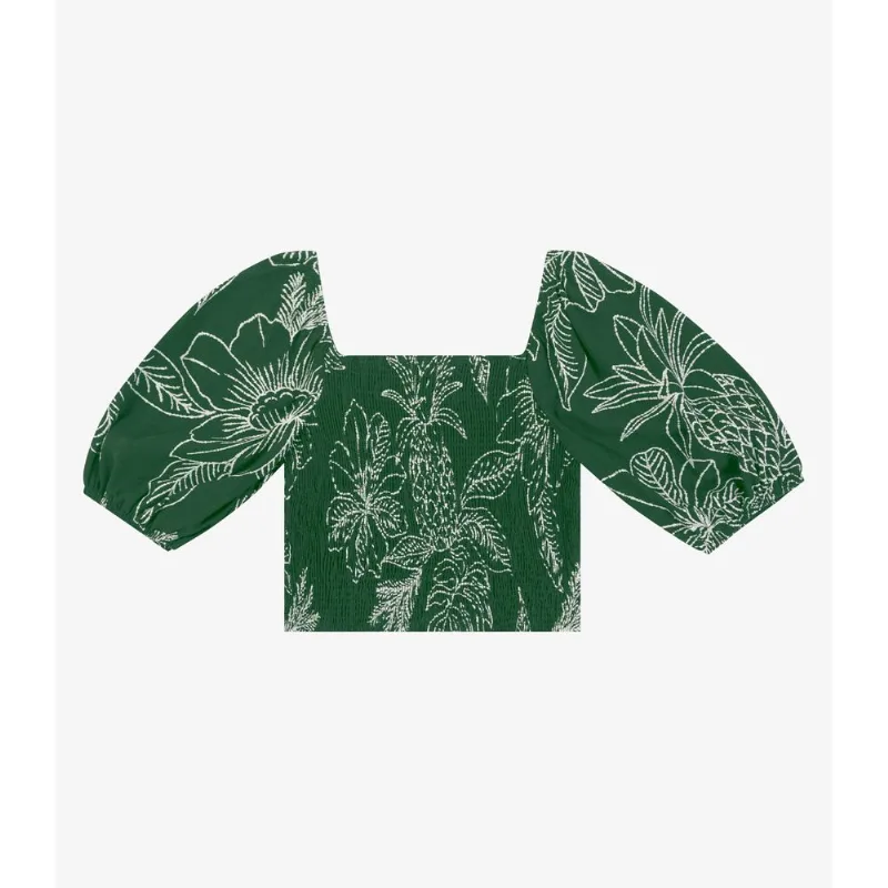Top Feminino Com Manga Bufante Endless Verde GG