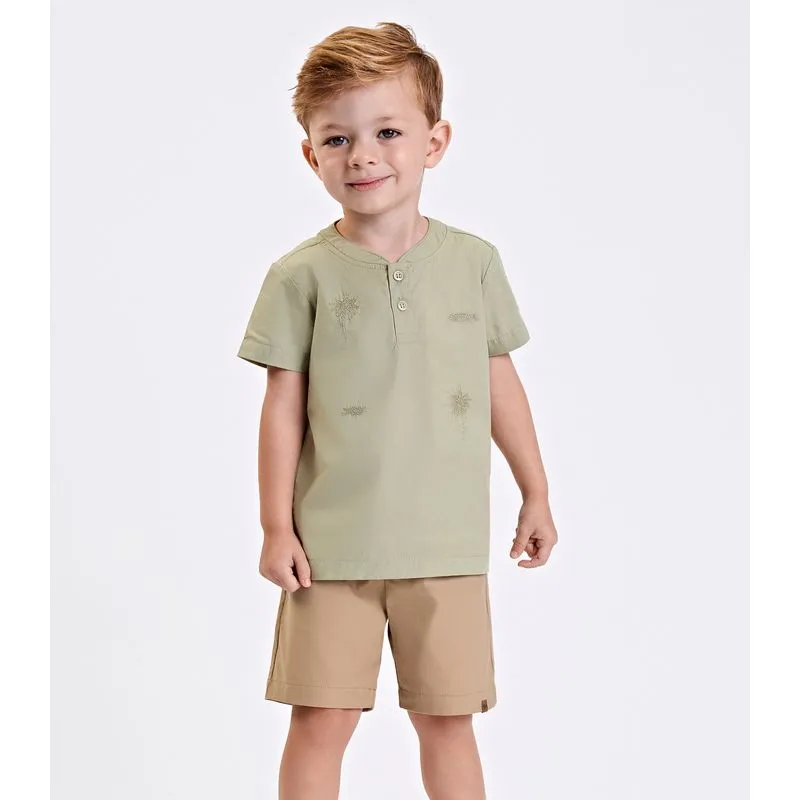 Conjunto Verão Menino Camisa E Bermuda Trick Nick Verde 1
