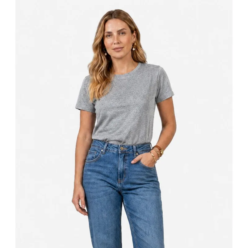 Camiseta Feminina Manga Curta Básica Infinita Cor Cinza M