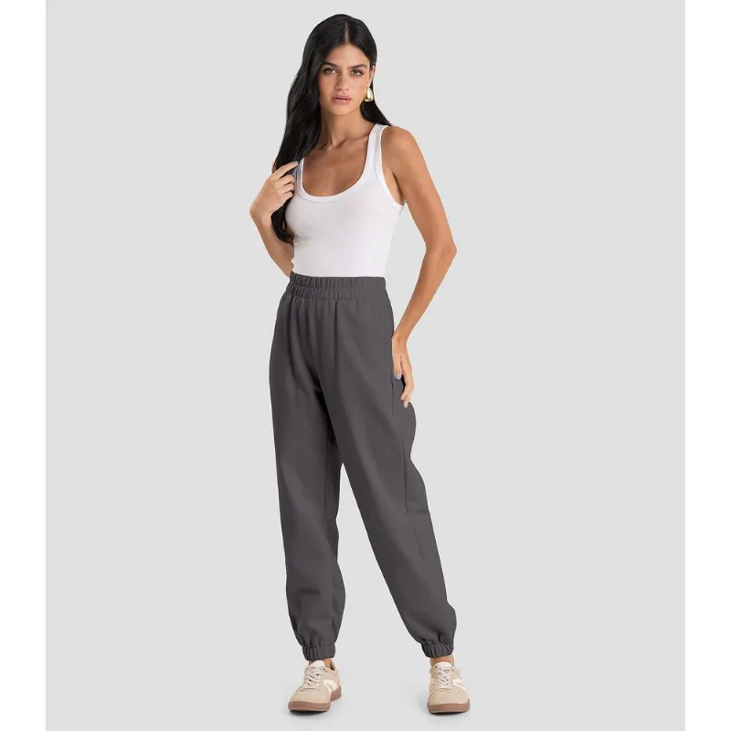 Calça Jogger Feminina em Moletom Penteado Dianna Cinza M