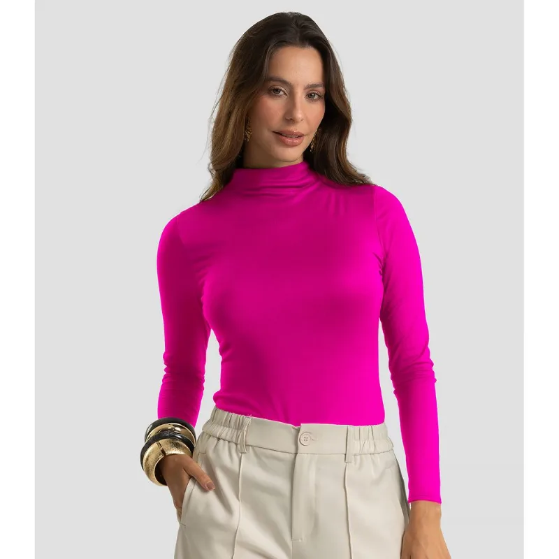 Body Feminino Malha Delicate Com Gola Alta Dianna Rosa M