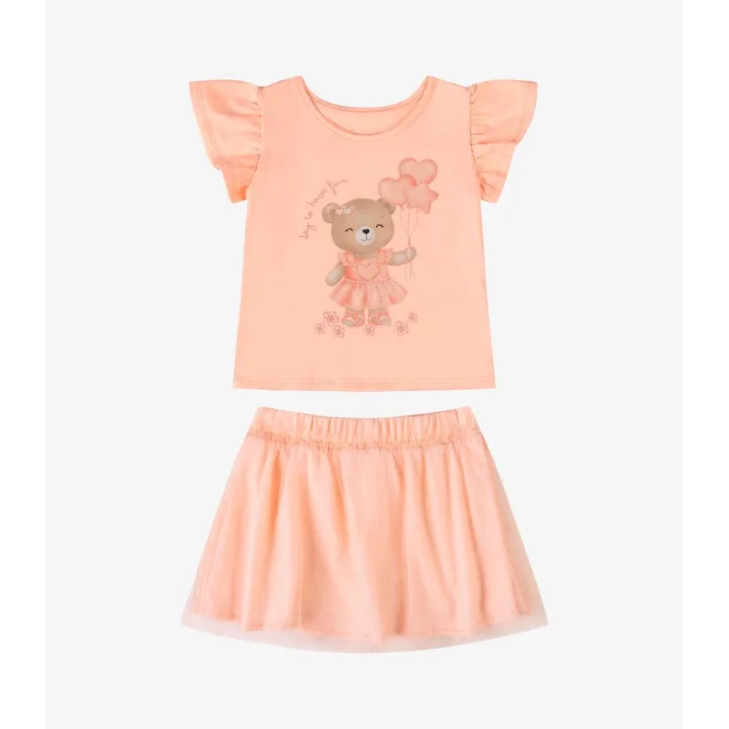 Conjunto Verão Menina Com Strass Rovi Kids Rosa M