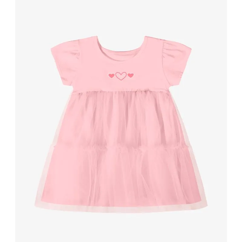 Vestido Verão Menina Estampa Com Strass Rovi Kids Rosa M
