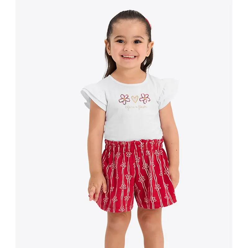 Conjunto Verão Menina Com Lantejoulas Rovi Kids Branco 2