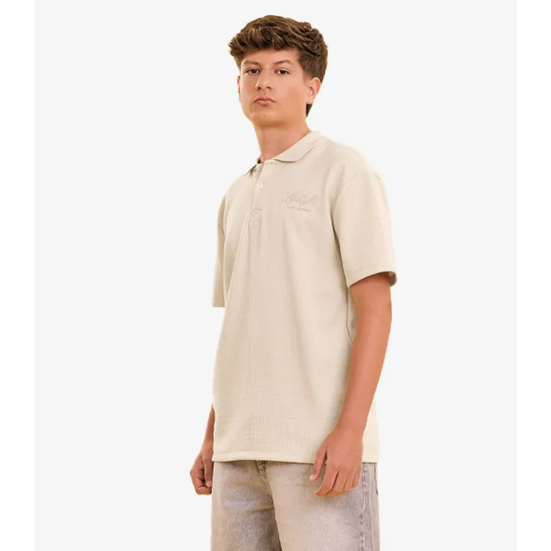 Polo Masculina Com Peitilho e Bordado Minty Bege 14