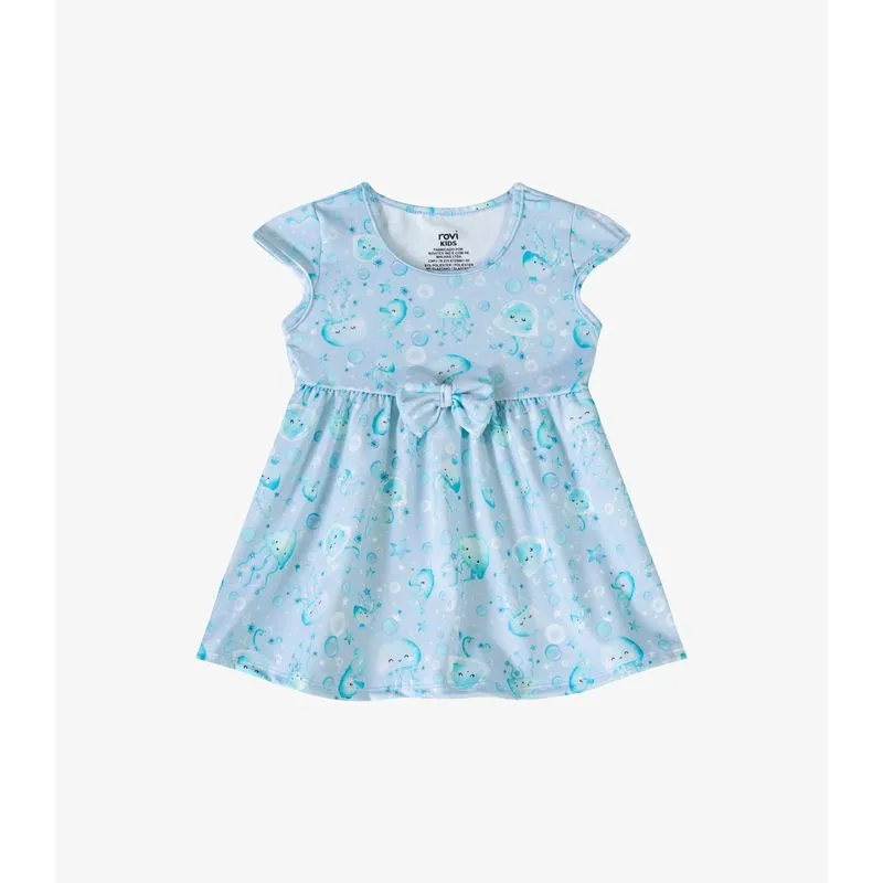 Vestido Verão Menina Laço Decorativo Rovi Kids Azul P