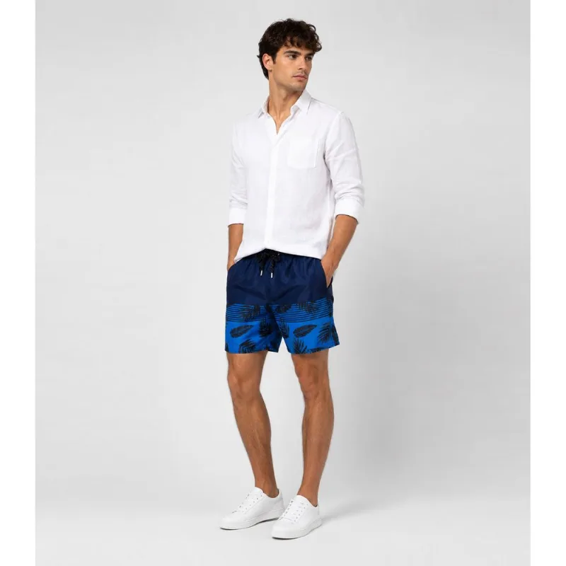 Bermuda Masculina Estampada Tactel Força Do Mar Azul GG