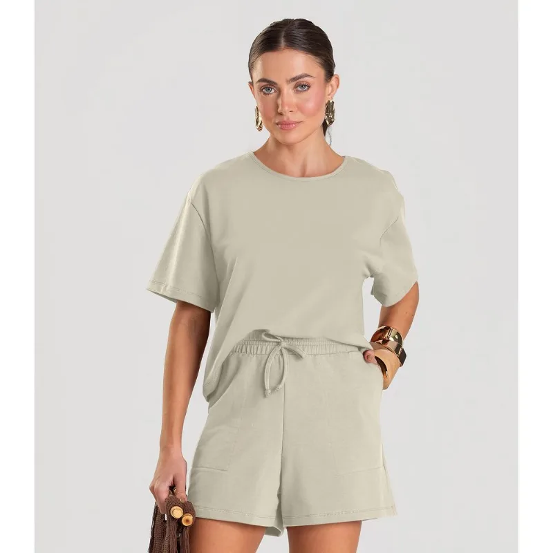 Conjunto Feminino Blusa Com Shorts Dianna Bege P