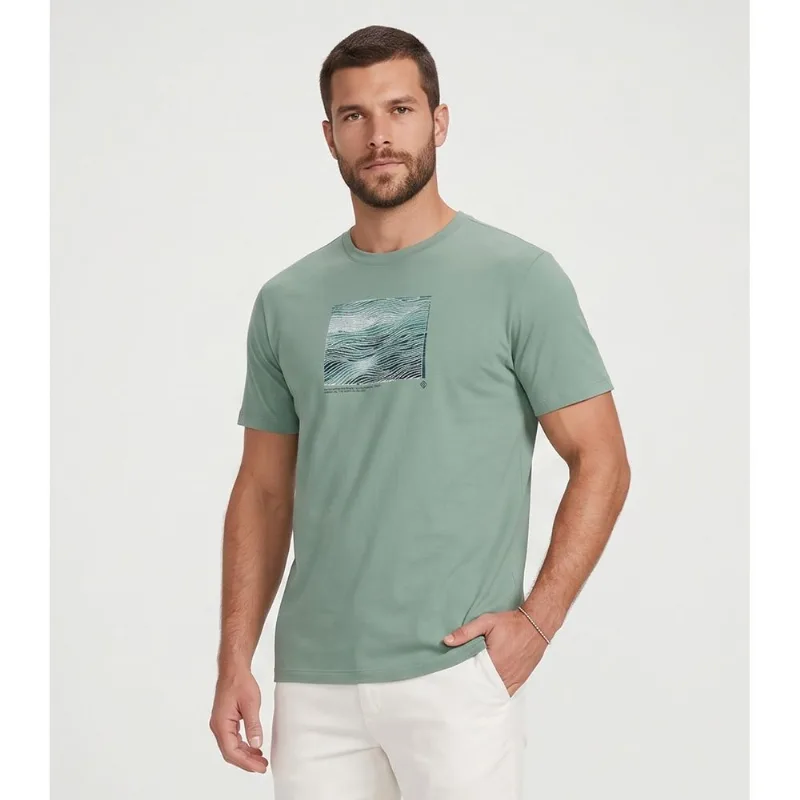 Camiseta Masculina Meia Malha Diametro Verde GG