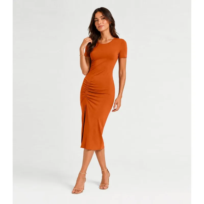 Vestido Midi Em Visco Classic Infinita Cor Laranja P