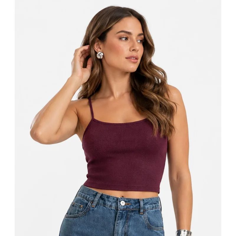Blusa de Alça Feminina Tecido Henera Infinita Cor Roxo M