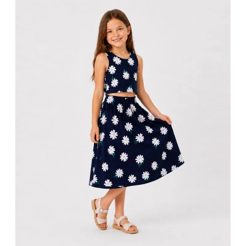 Conjunto Infantil Menina Saia e Regata Select Azul 8