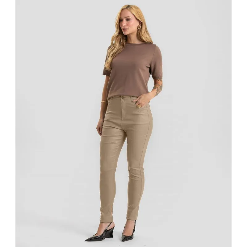 Calça Feminina Resinada Skinny Dianna Marrom M