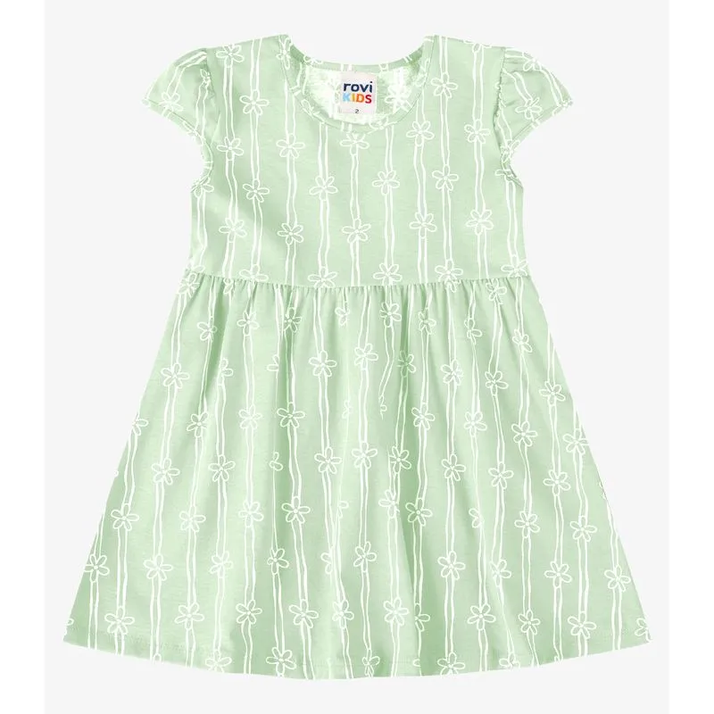 Vestido Verão Menina Estampa Rotativa Rovi Kids Verde 2