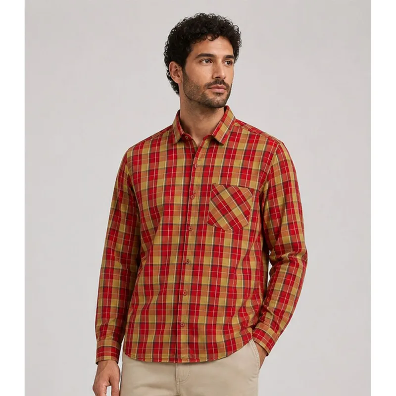 Camisa Masculina Xadrez Manga Longa Trojanos Amarelo GG