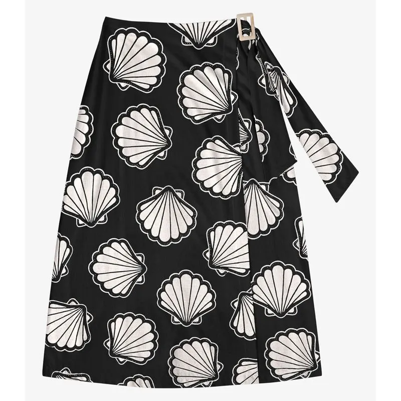 Saia Feminina Midi Transpassada Endless Preto G