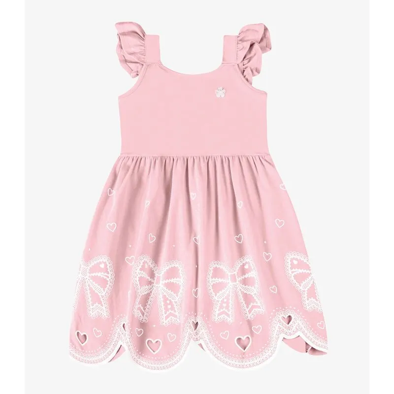 Vestido Verão Menina Midi Com Plaquinha Trick Nick Rosa 3
