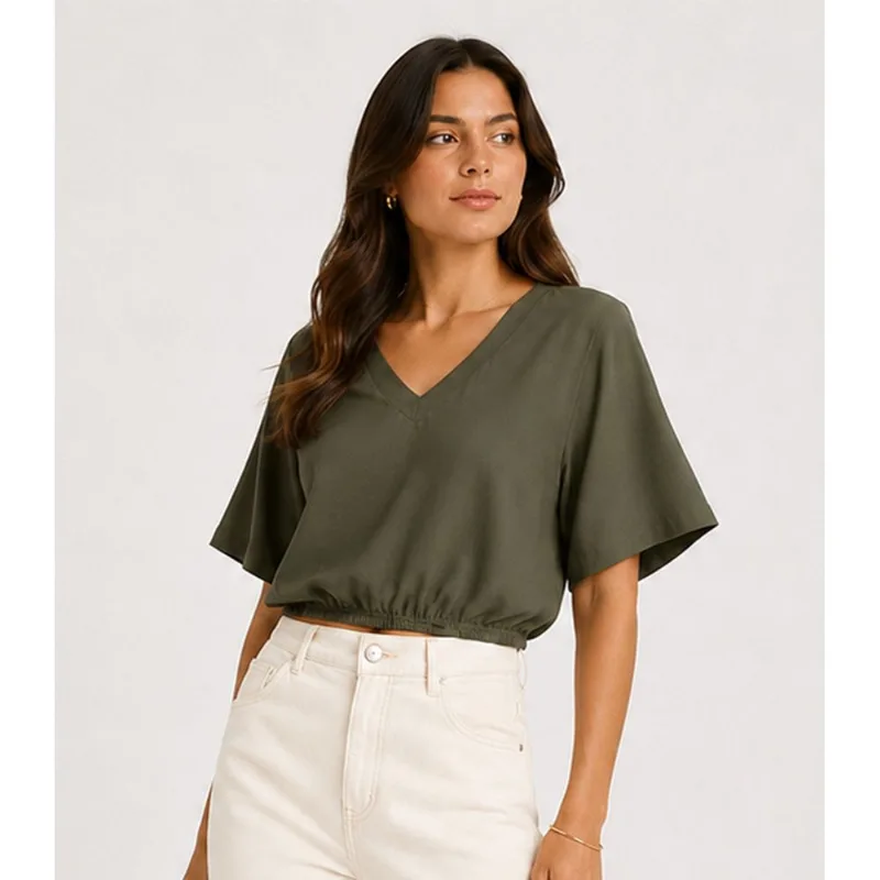 Blusa Feminina Com Decote Em V Infinita Cor Verde P