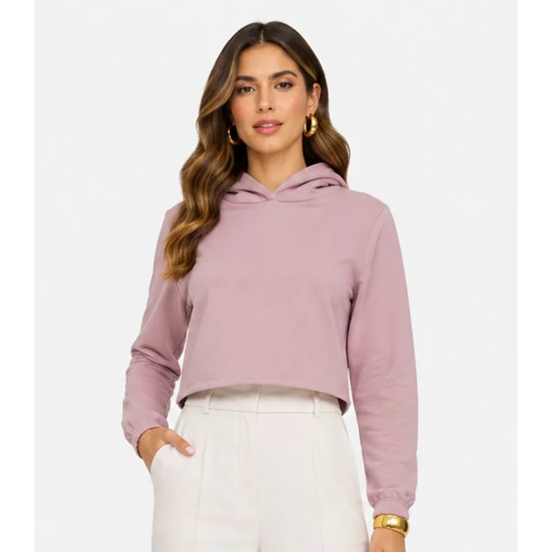 Blusão Com Capuz Feminino Em Moletom Infinita Cor Rosa G