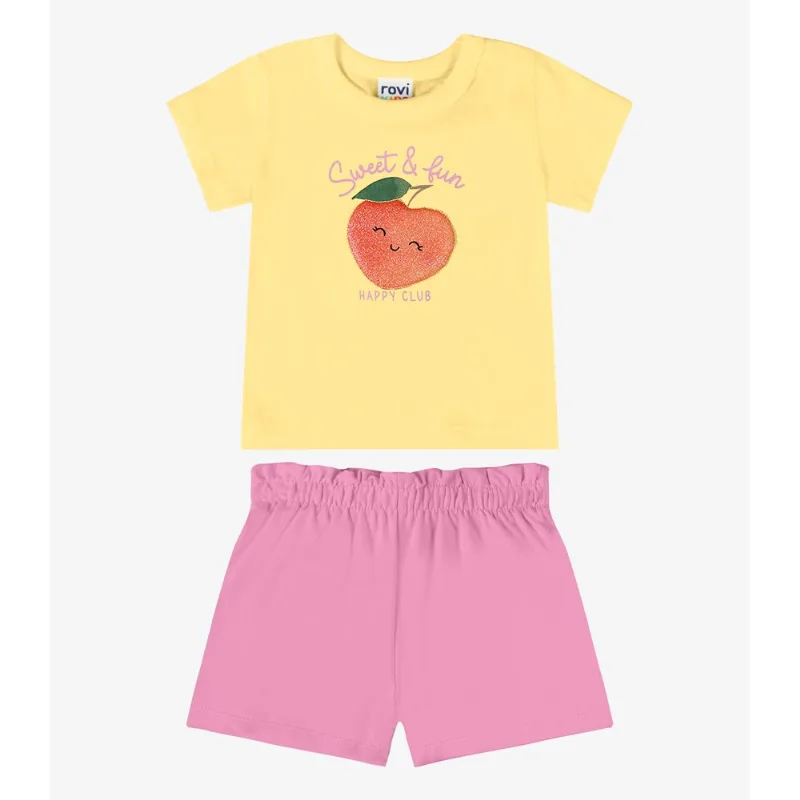 Conjunto Verão Menina Com Bordado Rovi Kids Amarelo 1