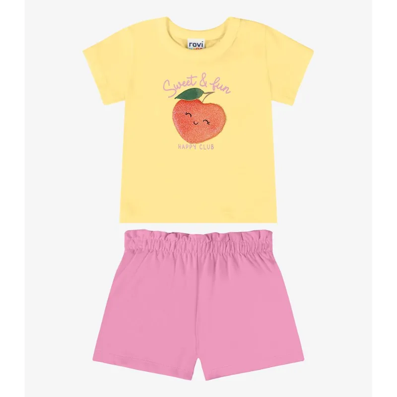 Conjunto Verão Menina Com Bordado Rovi Kids Amarelo 3